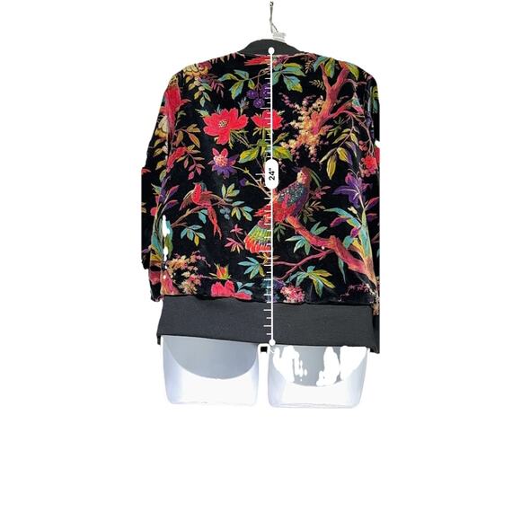 parsley & sage full zip quail bird boho art to wear Velour jacket Size L - Picture 5 of 8